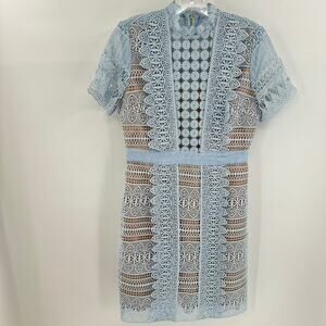 Self-Portrait Blue Lace Mini Dress